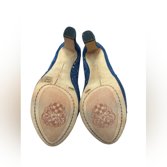 Vince Camuto Blue Suede Jewels Slip on Size 5 1/2 B EUC - Picture 7 of 8
